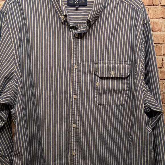 Five Four Long Sleeve Button Down Blue/White Stripe Size 2XL - Picture 3 of 13